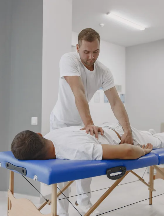 Therapist treating a patient